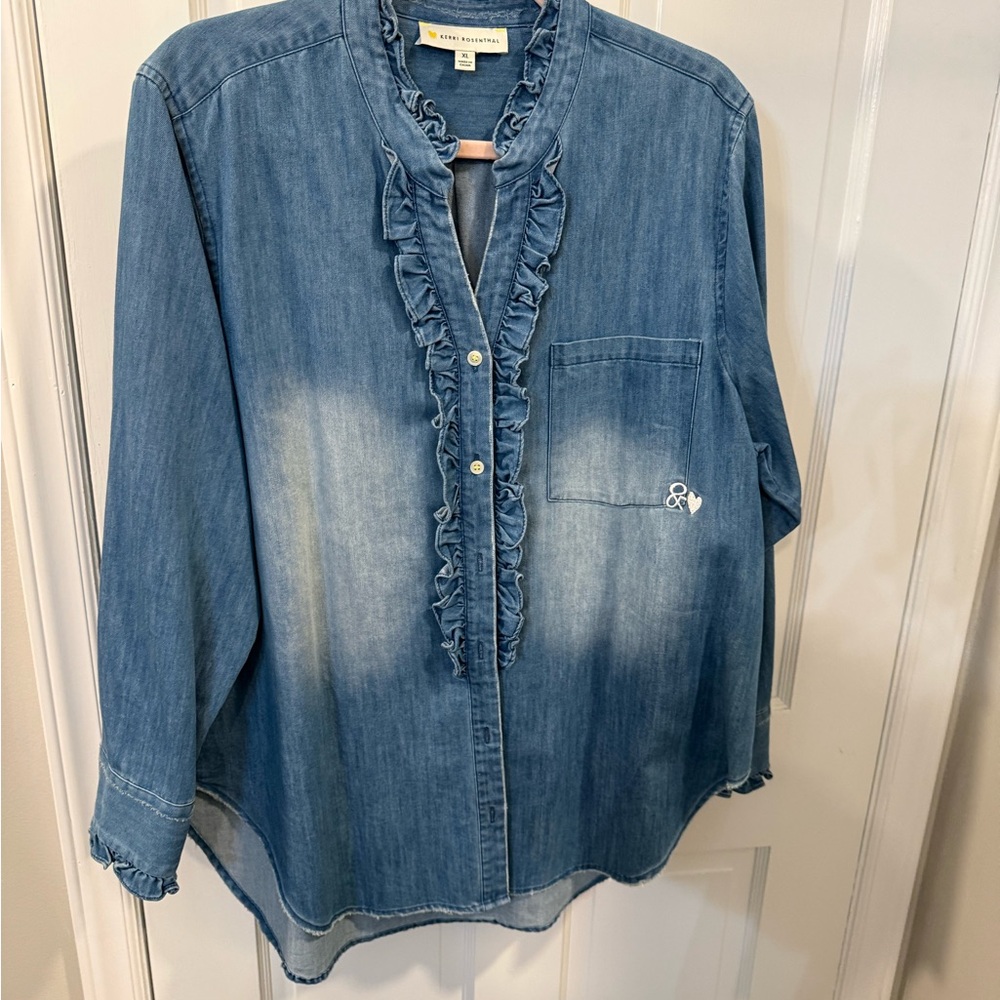 Rosenthal Denim Ruffled Blouse